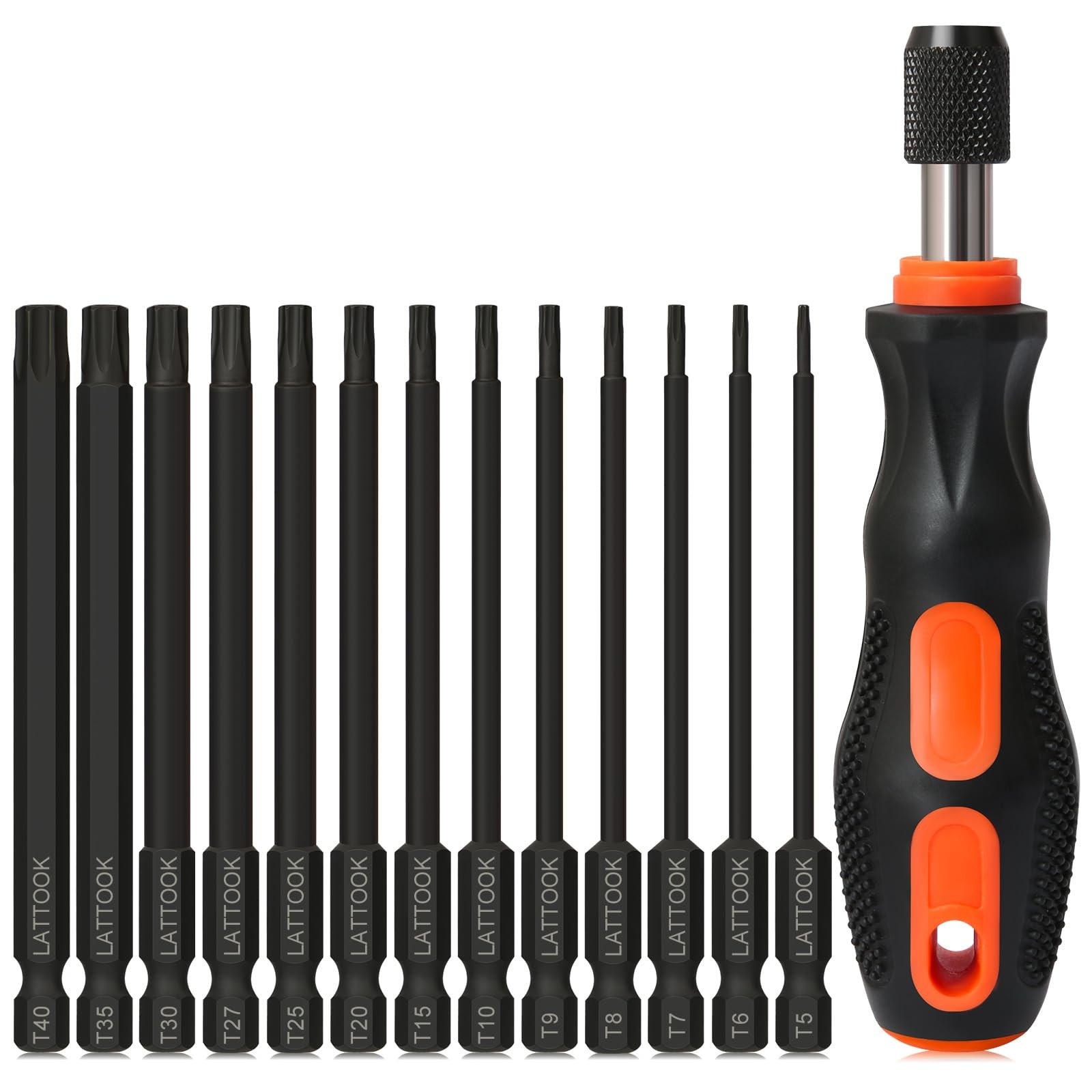13 PCS Torx Bit Set 1/4 Inch Quick Change Driver Tamper Proof Star S2 Steel