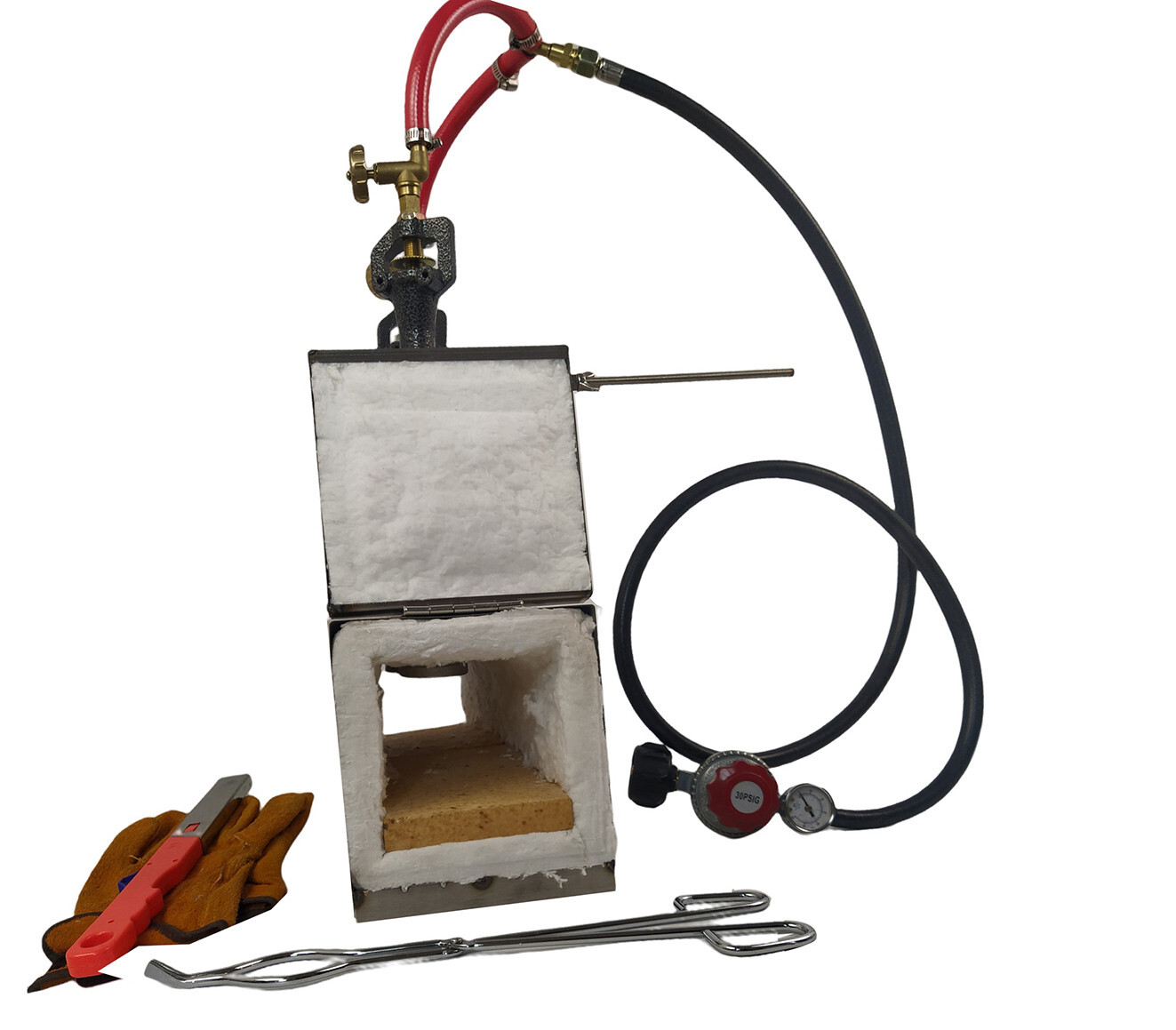 Double Burners Portable Gas Forge for Blacksmithing Farrier Knife Tool Making