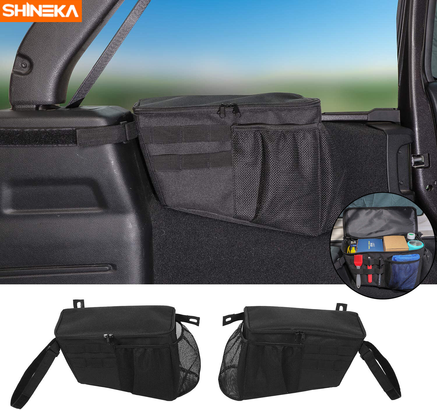 2x Trunk Organizer,Storage Bag Accessories for 2007-2017 Jeep Wrangler Jk 4-Door