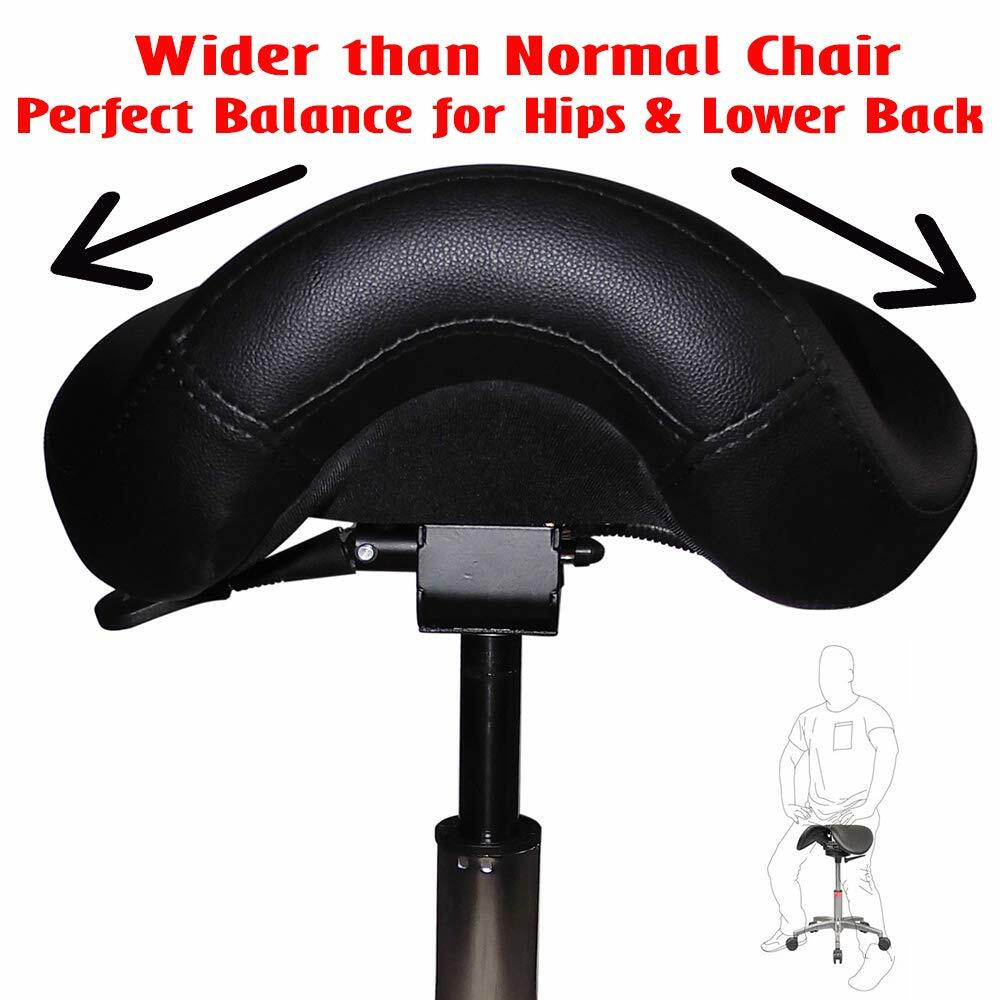 Adjustable Back Less Ergonomic Rolling Saddle Stool Chair with Tilting Seat