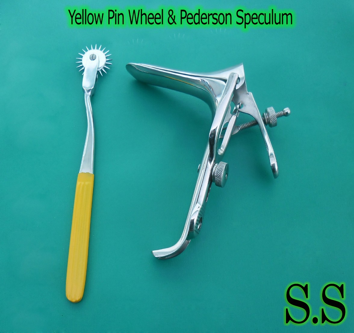 Pederson Vaginal Speculum Large & Yellow Colour Pin wheel Gynecology Instrument