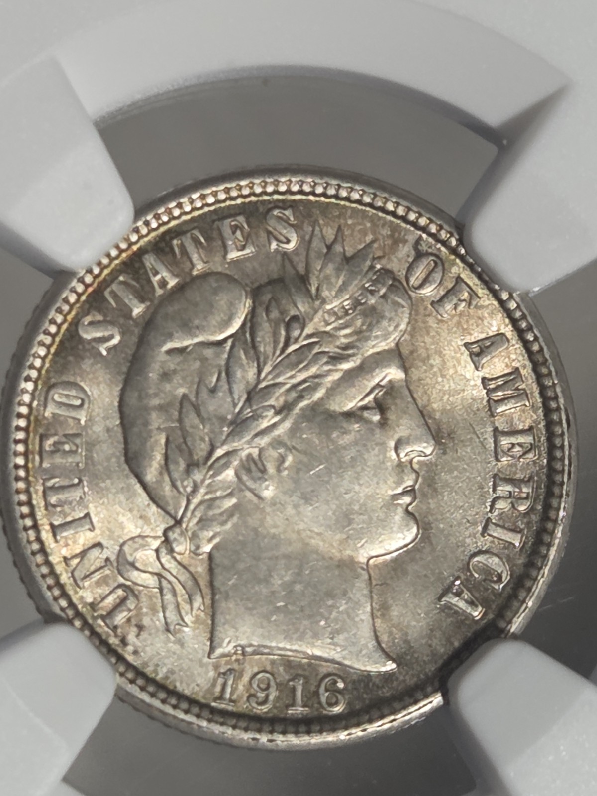 1916 Barber Dime 10c NGC M63 Toned
