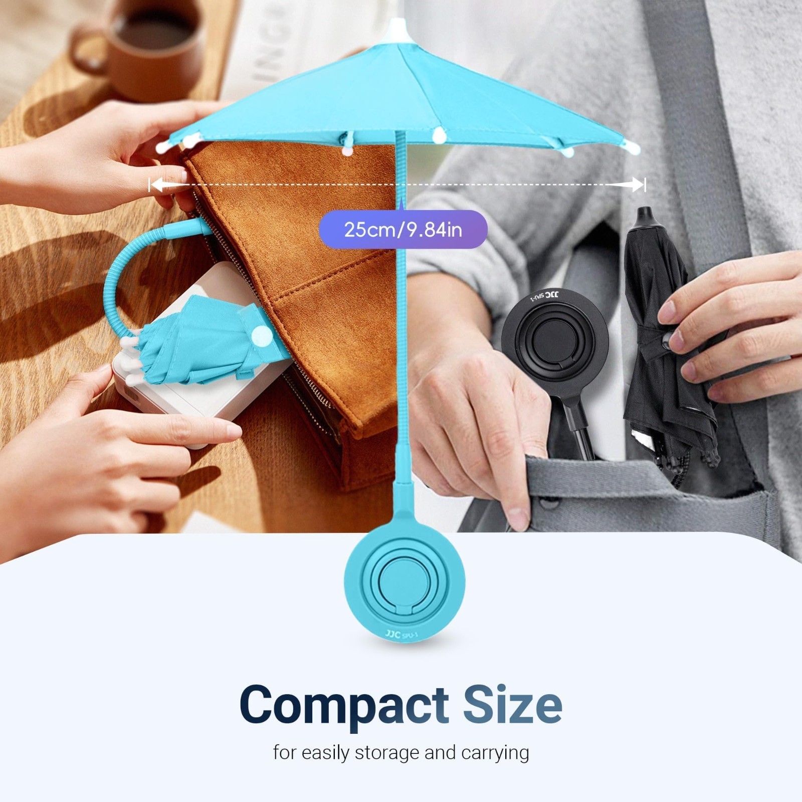 Magnetic Phone Umbrella Sun Shade Shield - Flexible Angle & Rotatable Ring, Blue