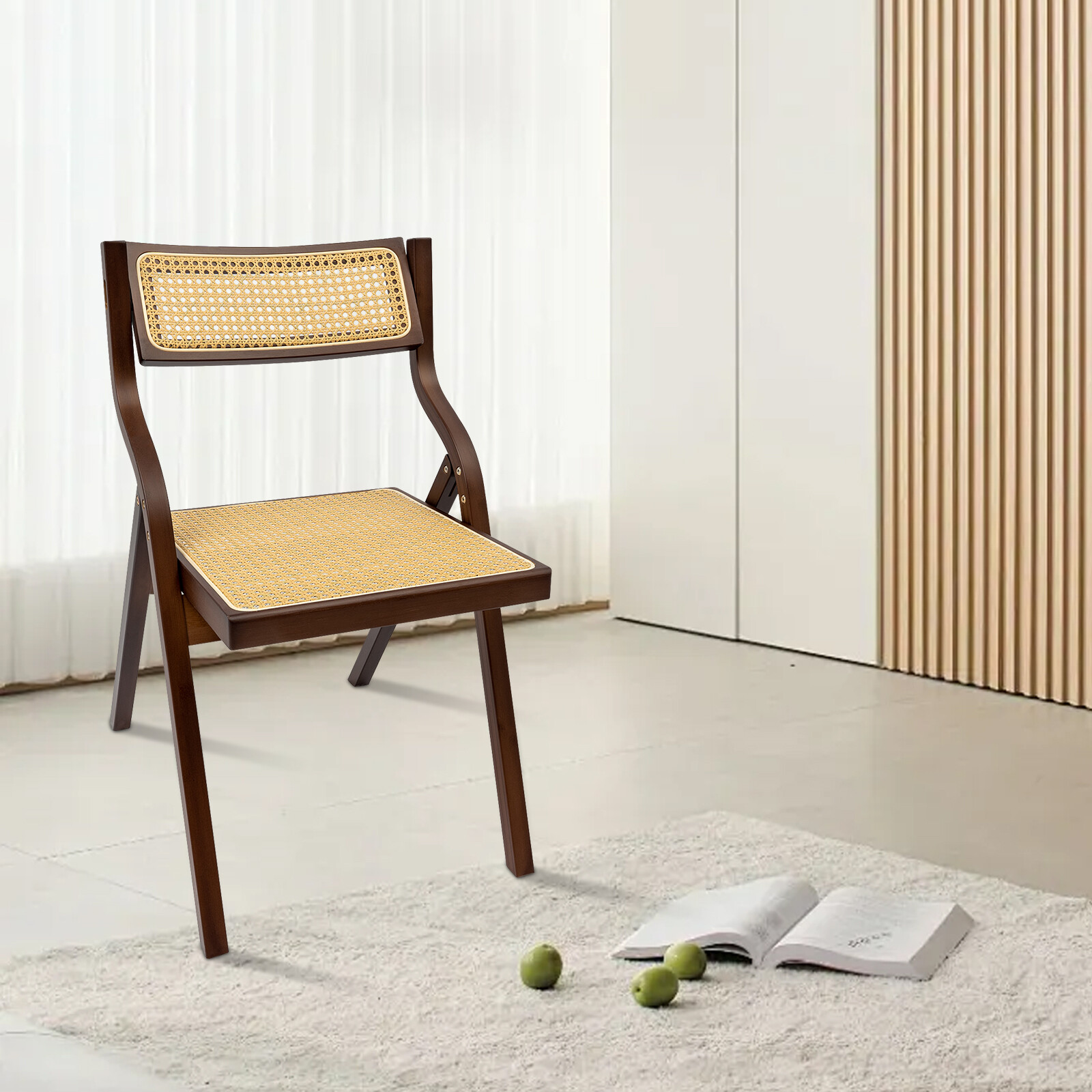 Dining Chair, Rattan Armchair for Living Room Bedroom Reataurant, Folding Chair