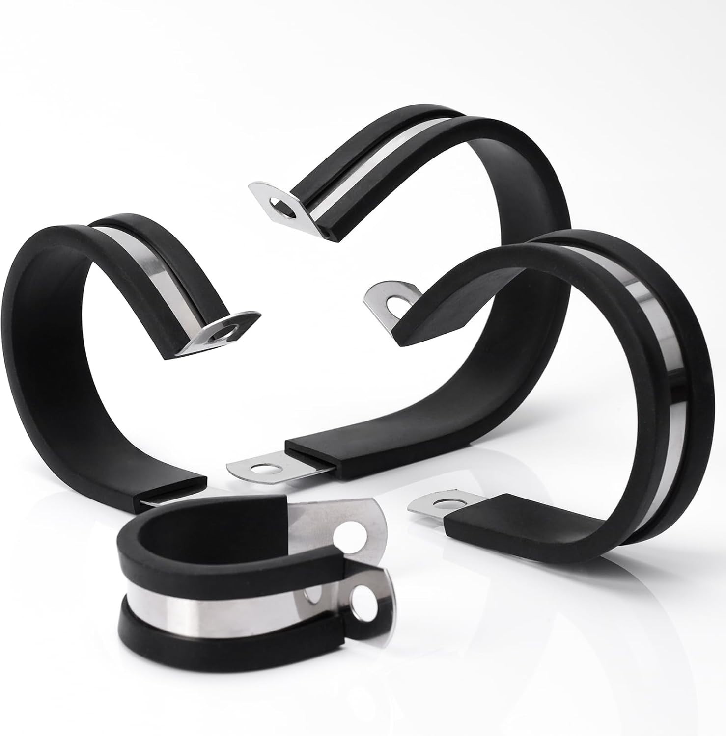 20 Pack 3/4 Inch Cable Clamp, 304 Stainless Steel Cable Clamps, Rubber Cushioned