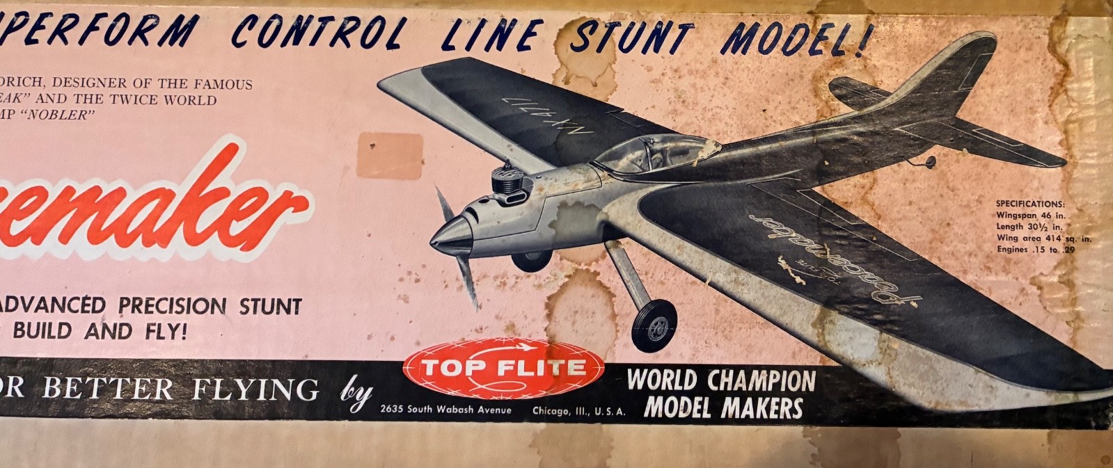 Top Flite Peacemaker kit for Control Line Aerobatic Model Airplane