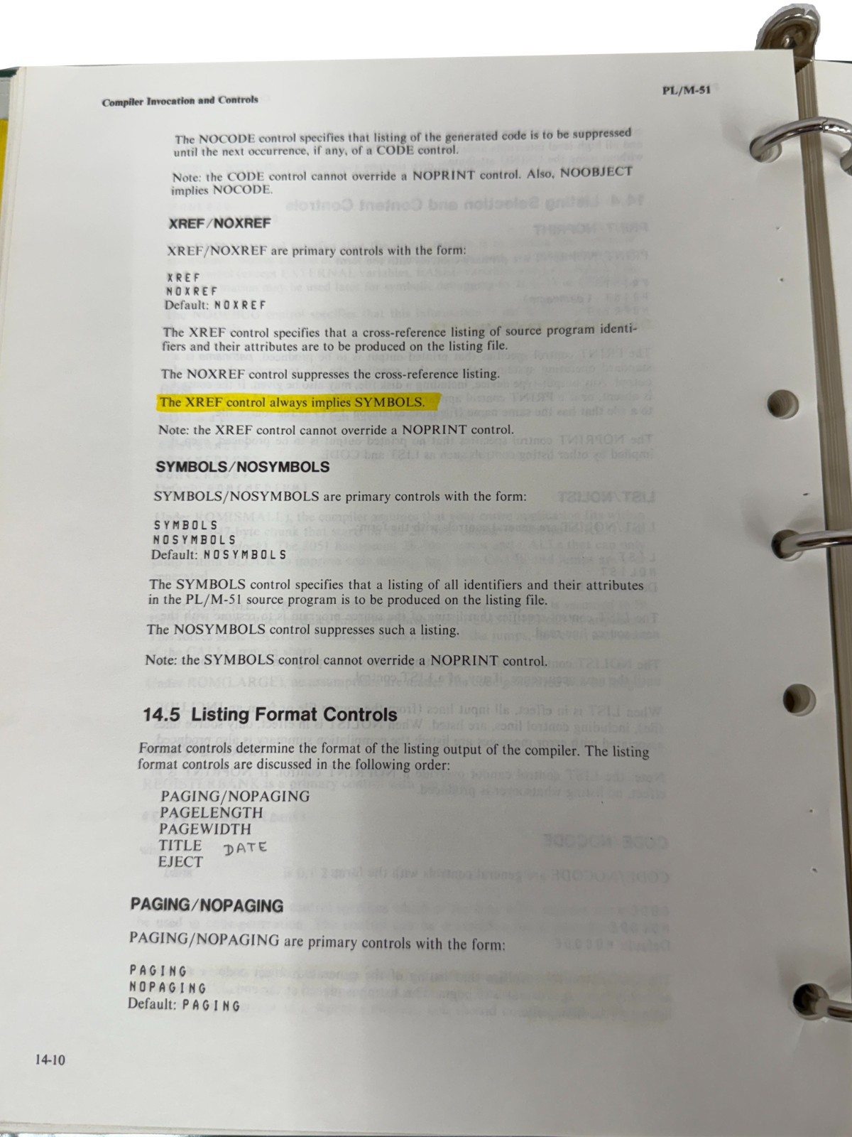 Intel 1983 PL/M-51 Users Guide w/ Binder and PL/M-51 Pocket Reference Card