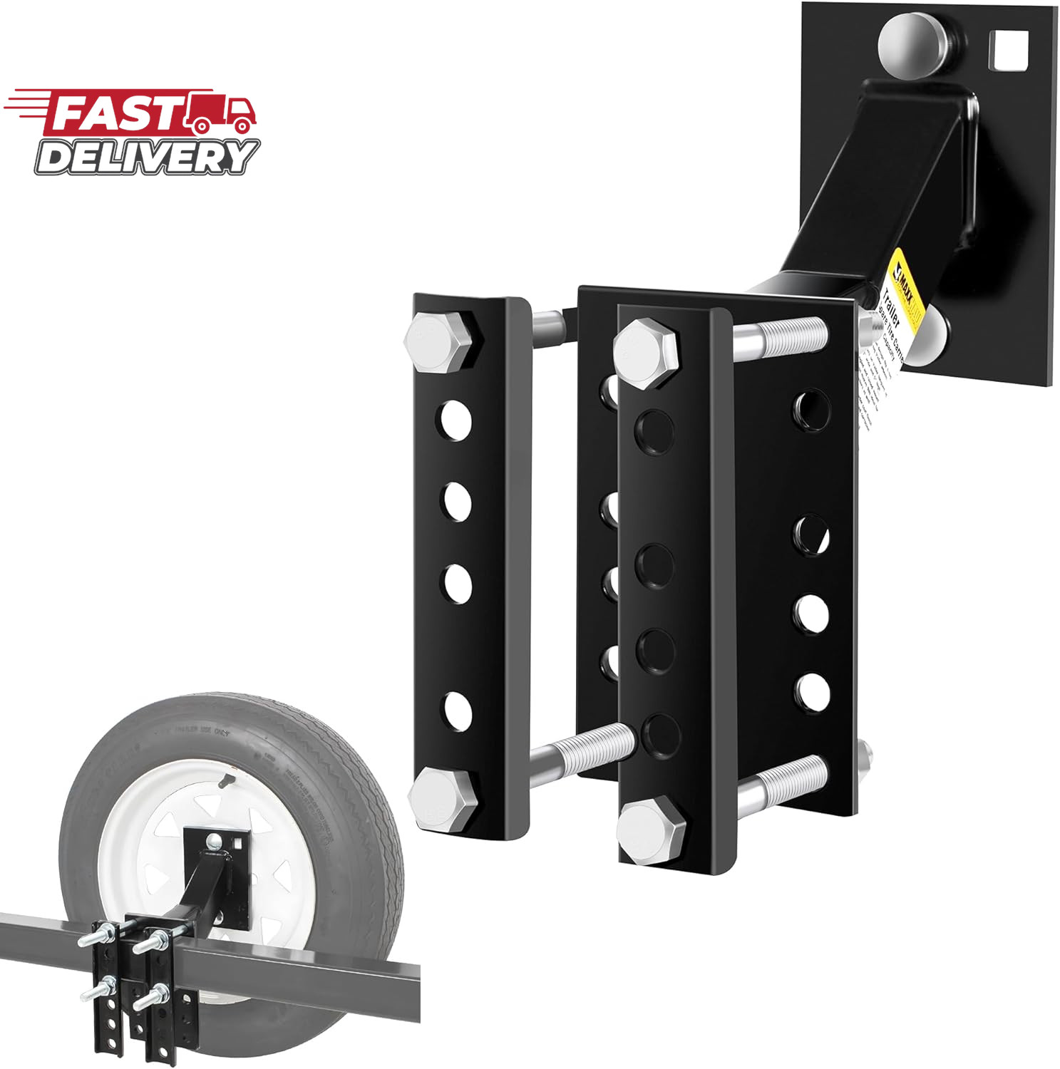 Maxxhaul 70214 Powder Coat Black Trailer Spare Tire Carrier for 10 Inch and 12 I
