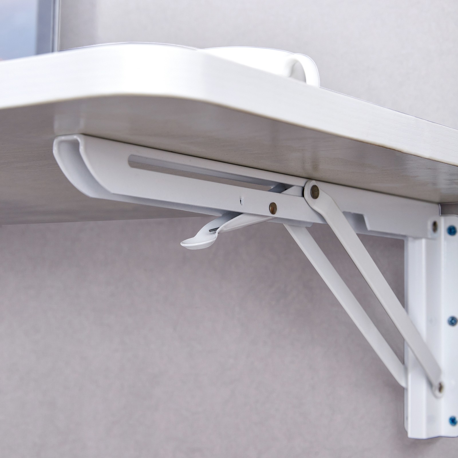 Wall Mounted Folding Table, White Solid Wood, 31.4" x 15.7"