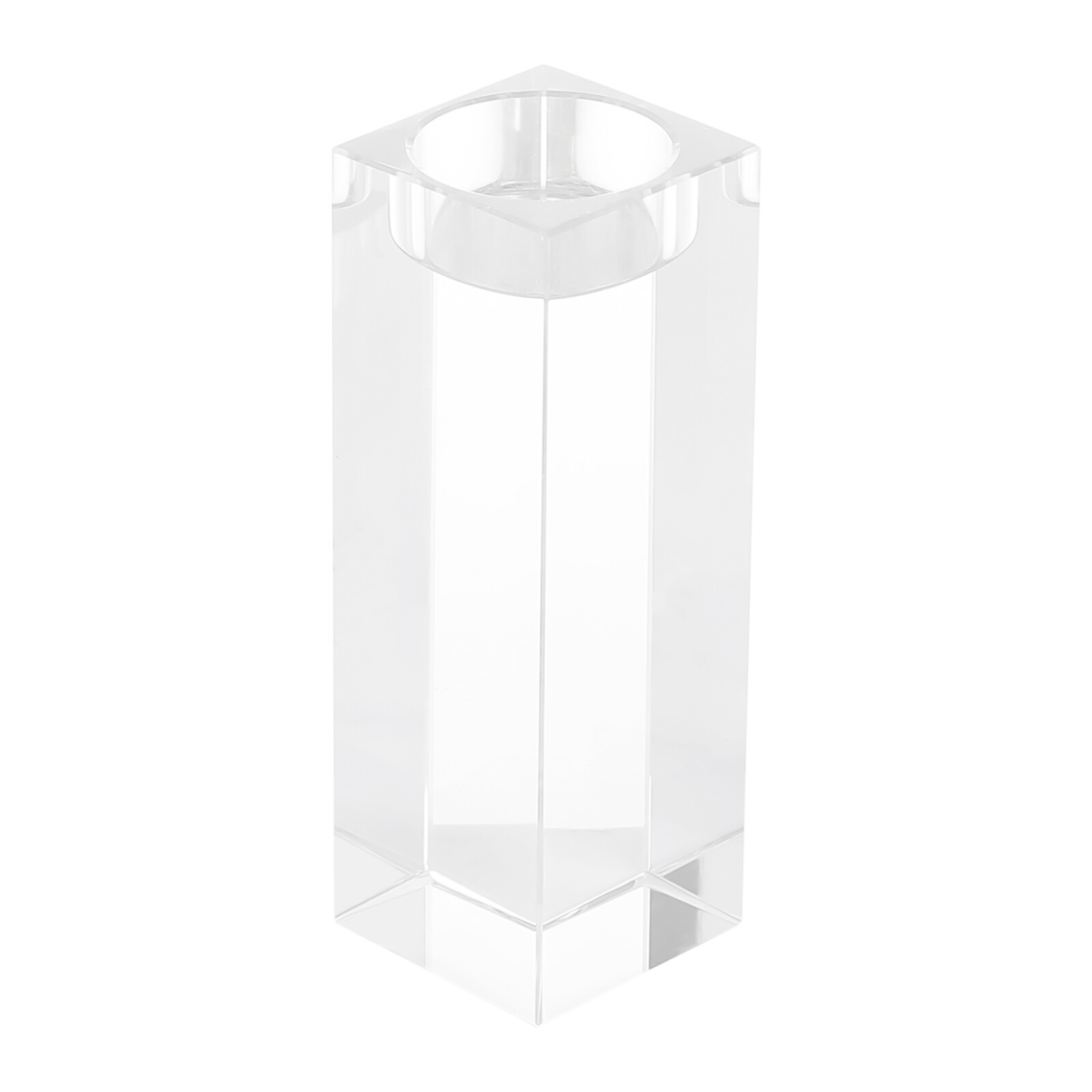 Set of 3 Glass Candle Holder, Crystal Clear Pillar Candle Stand 1.97"Square