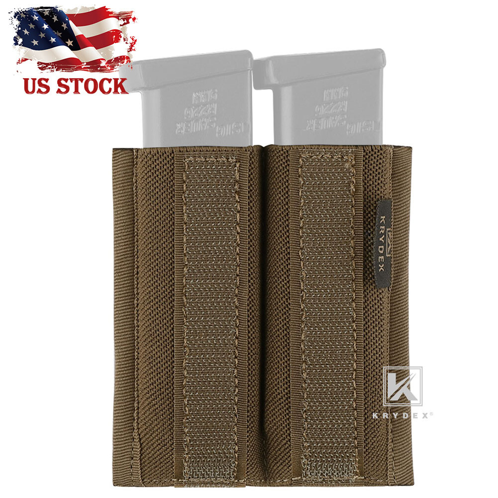 KRYDEX 9mm Pistol Double Mag Elastic Insert for Chest Rig Plate Carrier Coyote