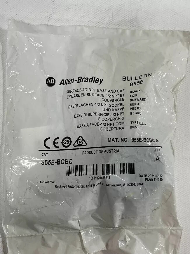 Allen Bradley 855E-BCBC Stack Light Base, Cap, and Gasket 40mm 1/2" NPT 855E-BCB