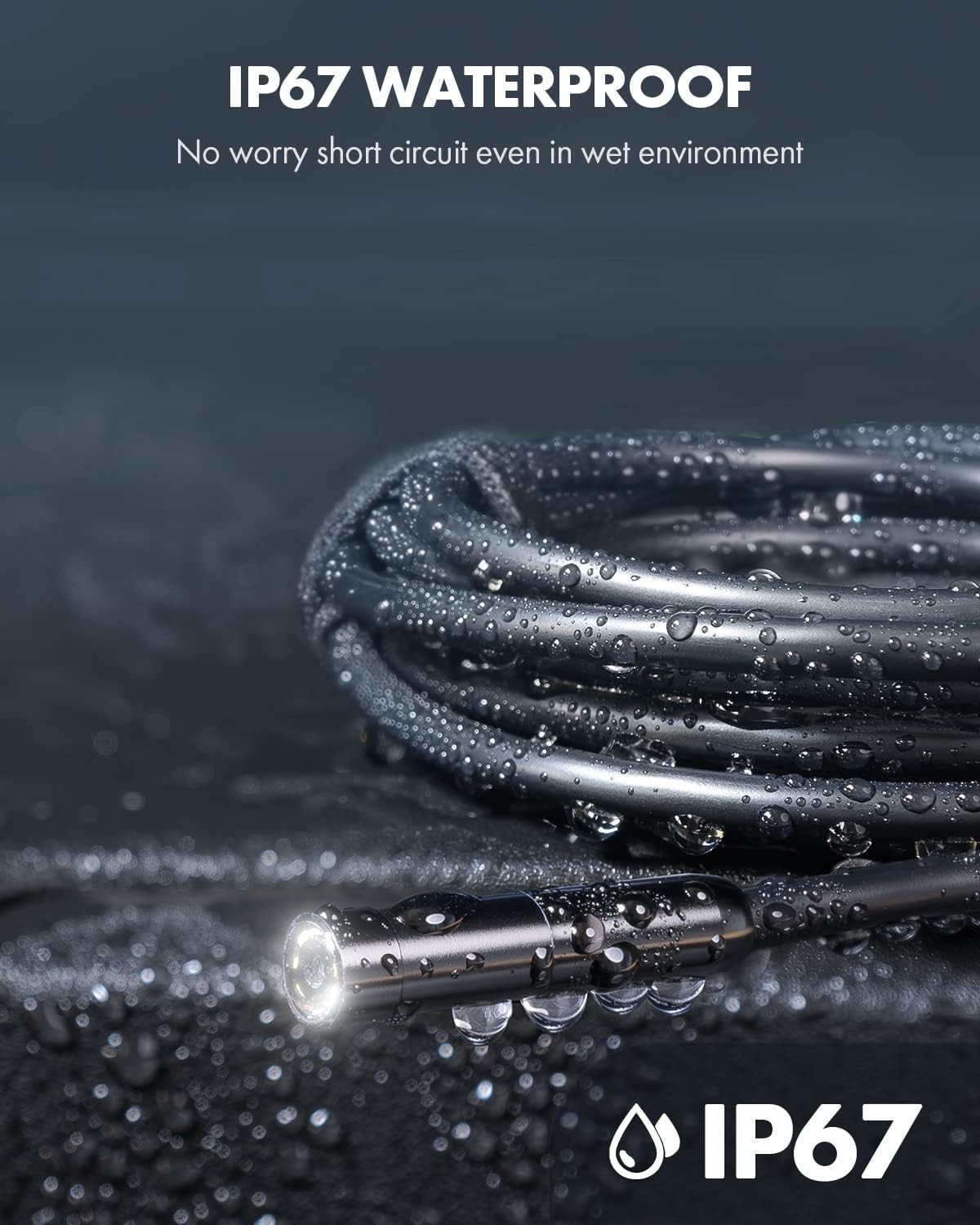 USB Endoscope Camera with 8 Adjustable LED Lights Fit for iPhone and Android
