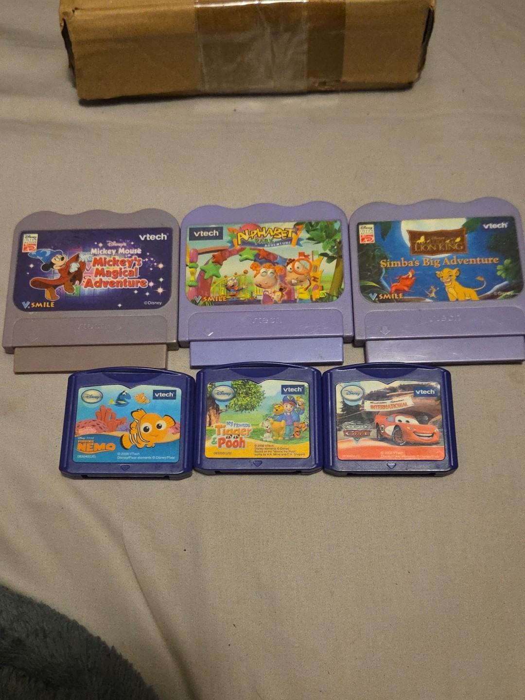 VTECH GAME LOT. 6 GAMES TOTAL. 3 BIG, 3 SMALL. ALL VTECH