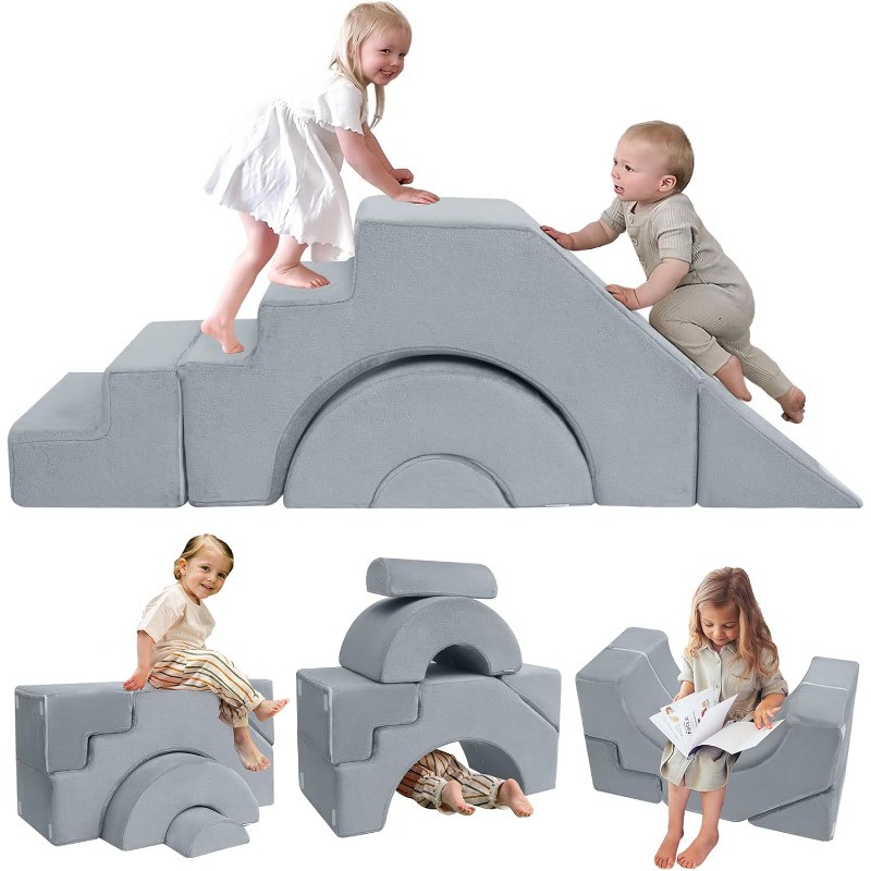 Modular Kids Sofa – Convertible Foam Couch with Slide & Stair,Playroom & Bedroom
