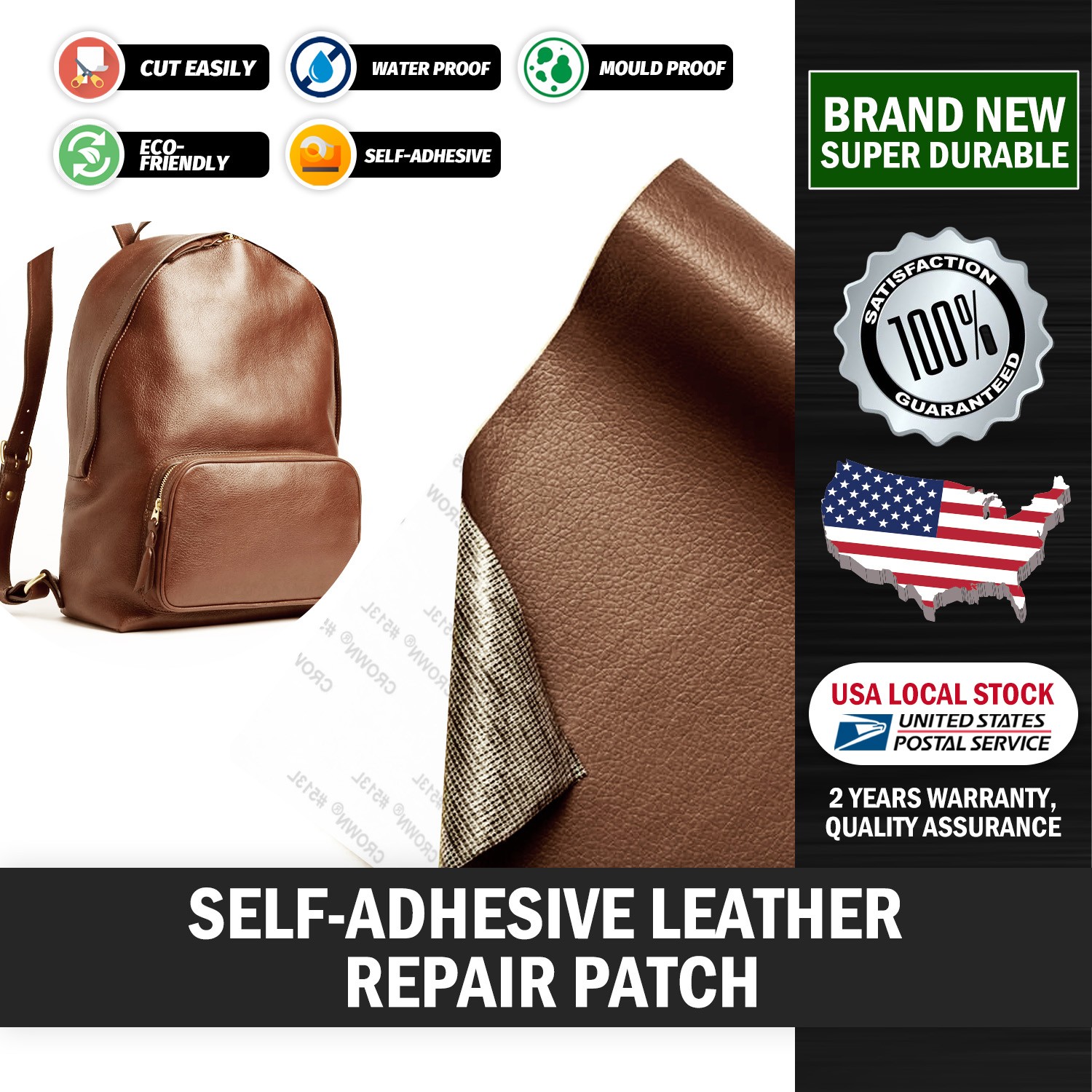 Color Brown Leather Repair Kit Tape Brown Patch for Car Seats Couch Furniture