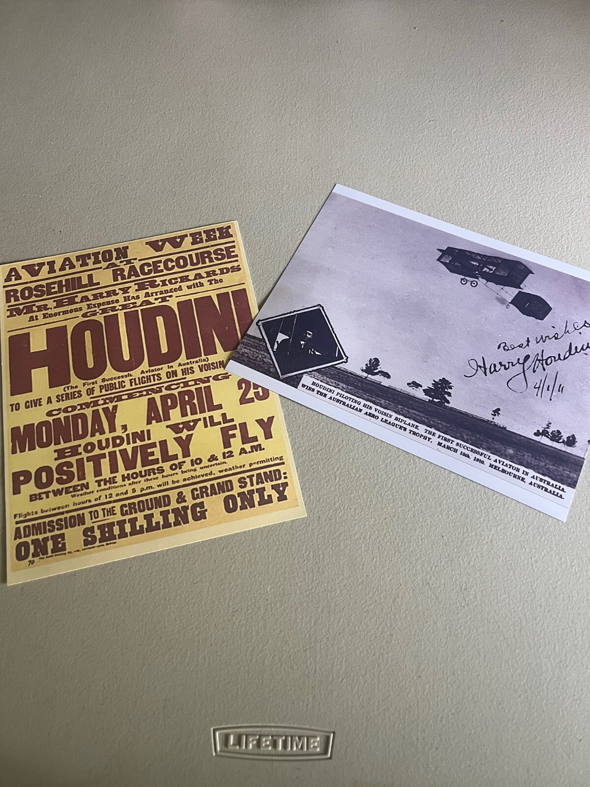 Harry Houdini, First Aviator to Fly in Australia, Set of two Reprints, Rare