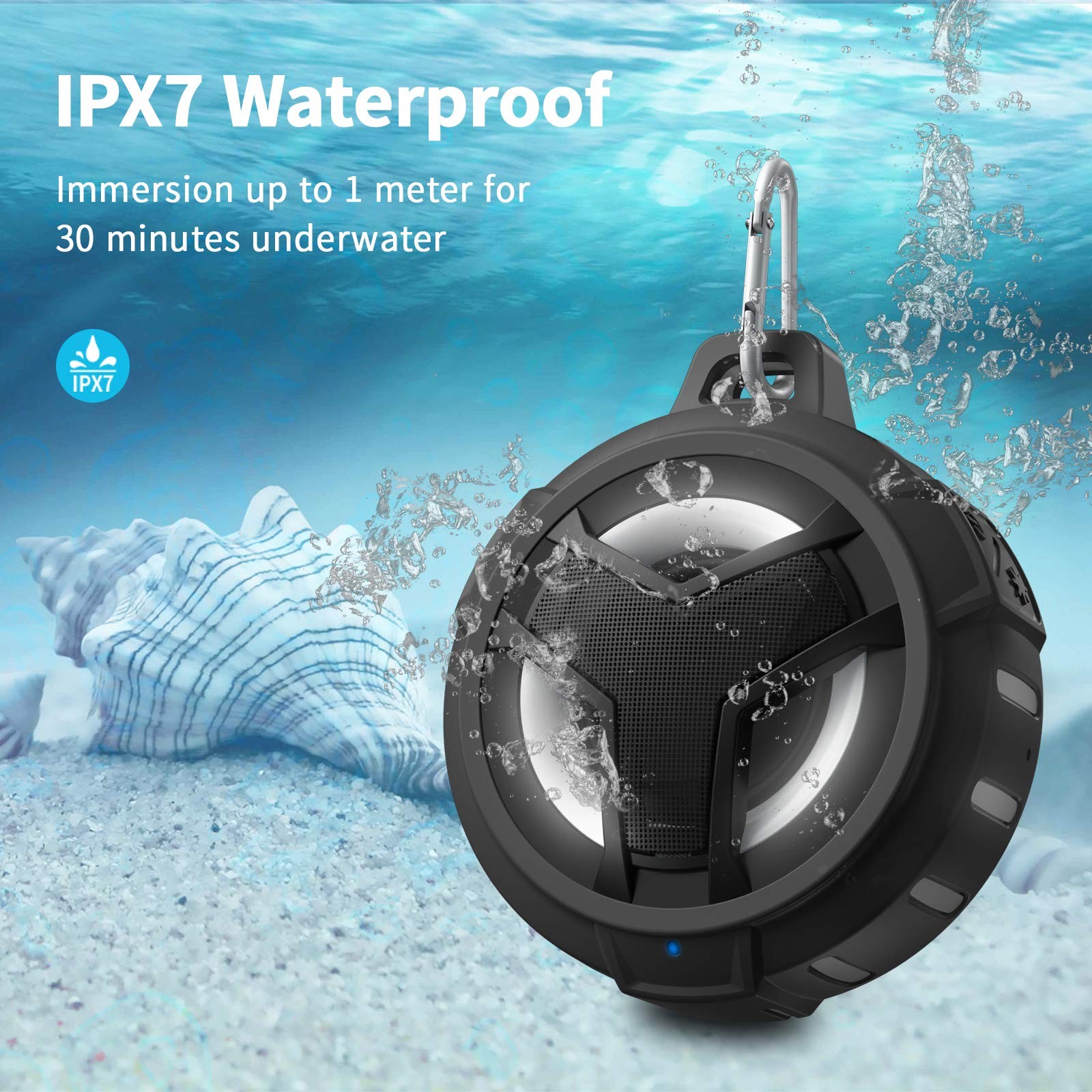 Bluetooth Shower Speaker, Portable Bluetooth Speakers, IP67 Waterproof Wirele...