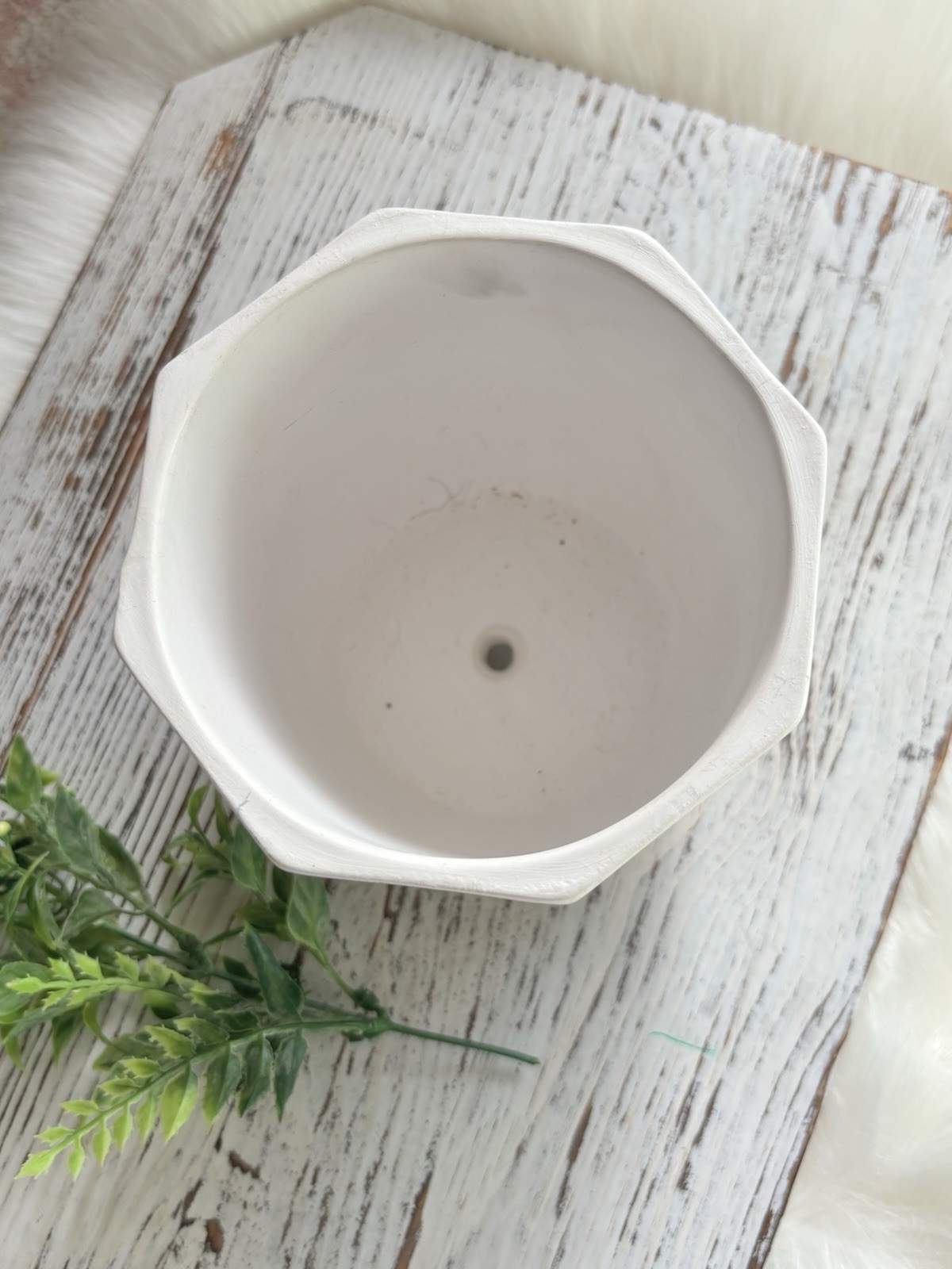 White & Gold Geometric Ceramic Planter