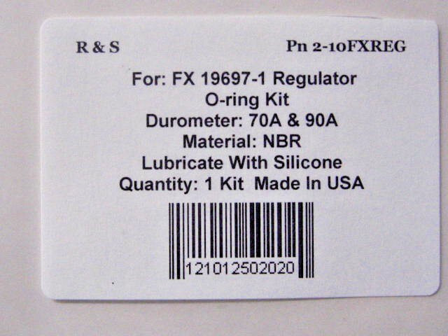 FX 19697-1 Regulator O-ring Kit / R&S 2-10FXREG / See below for O-rings