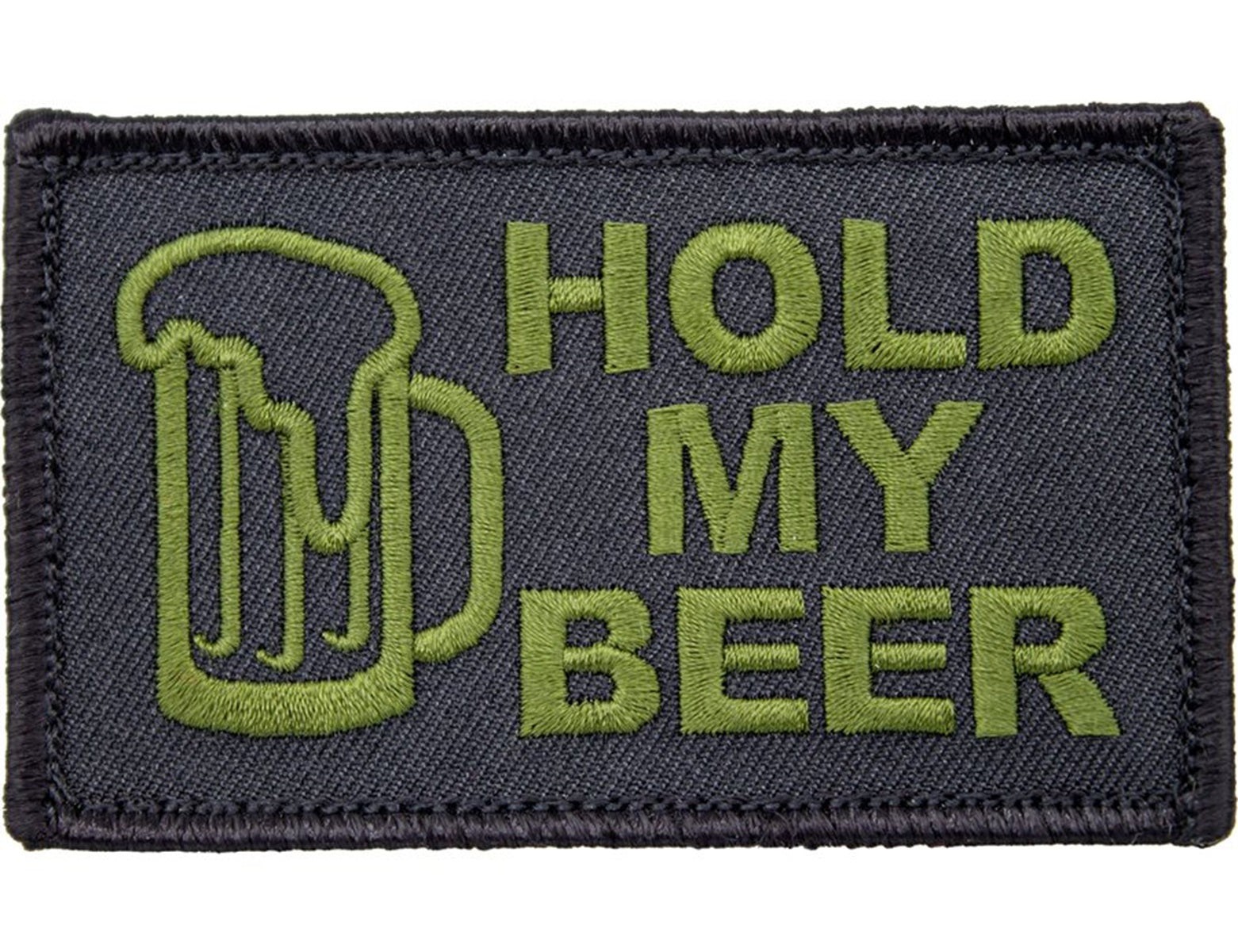 Hold My Beer 2" x 3.5" Black Hook & Loop 2 Piece Embroidered Patch