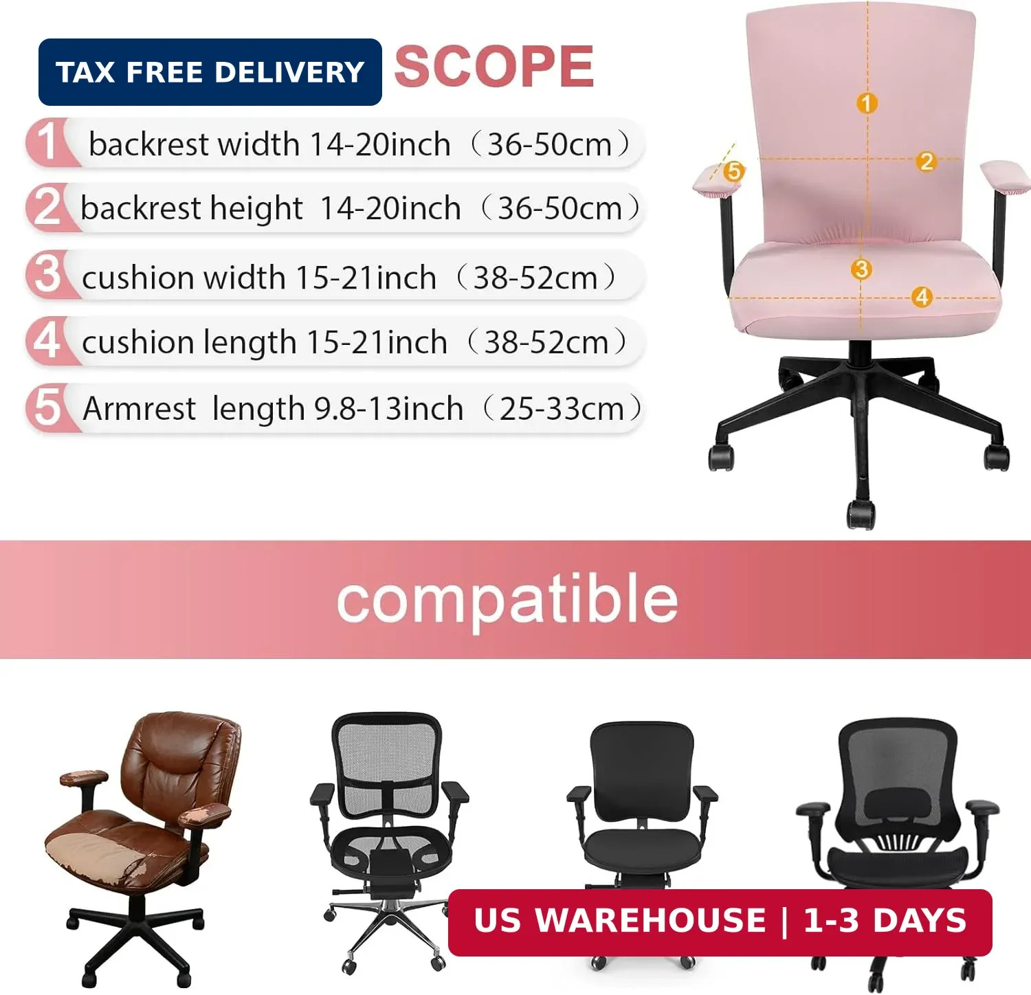 4 Pcs Office Chair Covers Set Computer Universal Protective Stretchable C