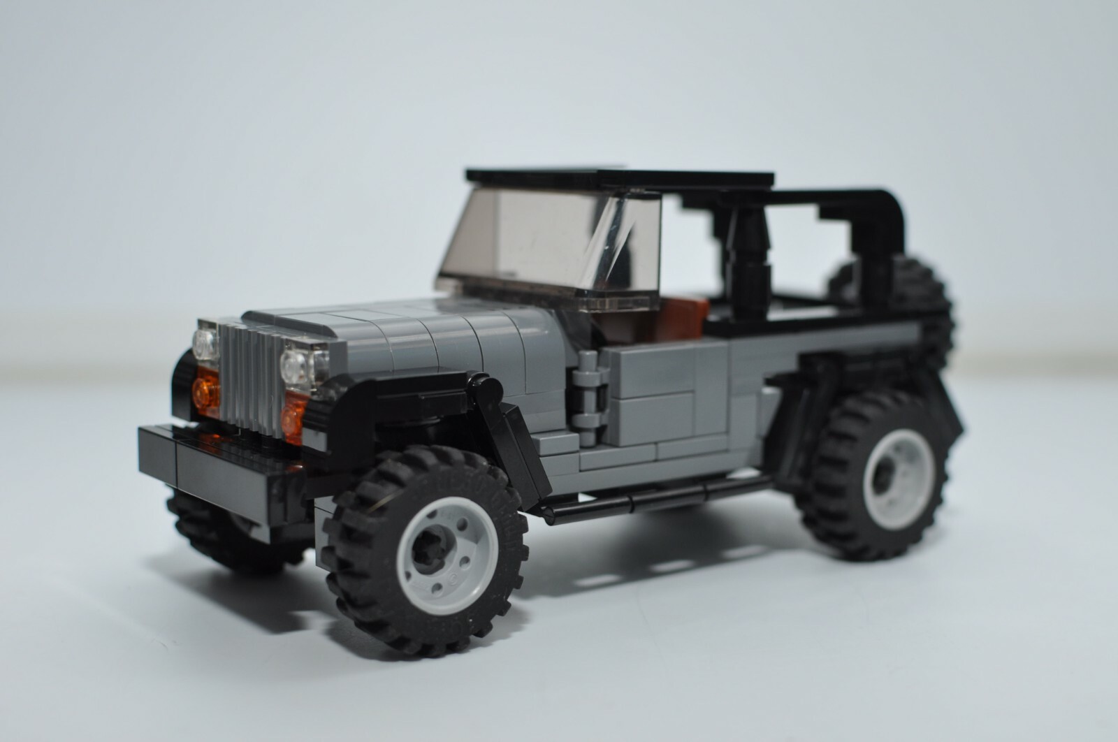 YJ Dark Gray Overland Vehicle Truck Custom Built Model Built with Bricks