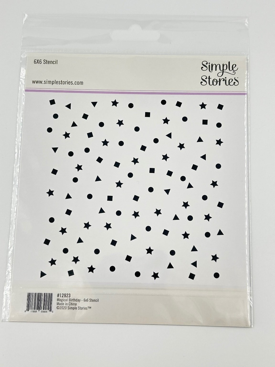 Simple Stories Magical Birthday 6x6 Stencil Confetti Stars Circles Squares