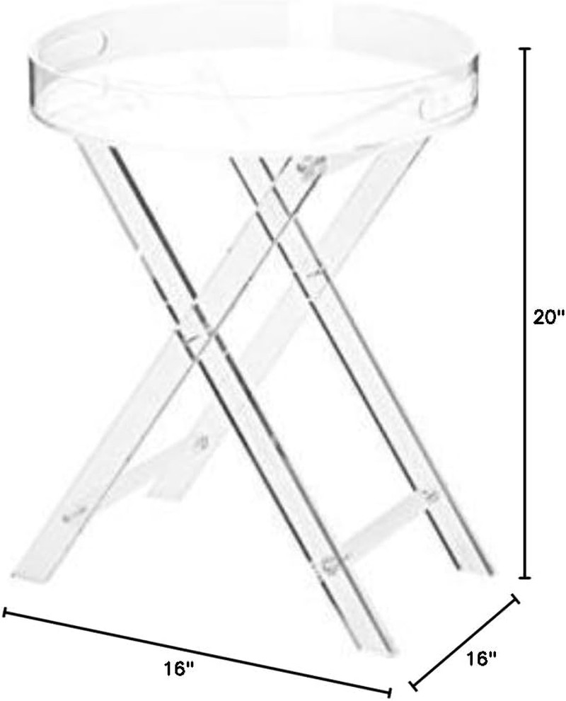 Clear Acrylic Small Folding Table,Round Tray Drink Table,For Office, Nightstand