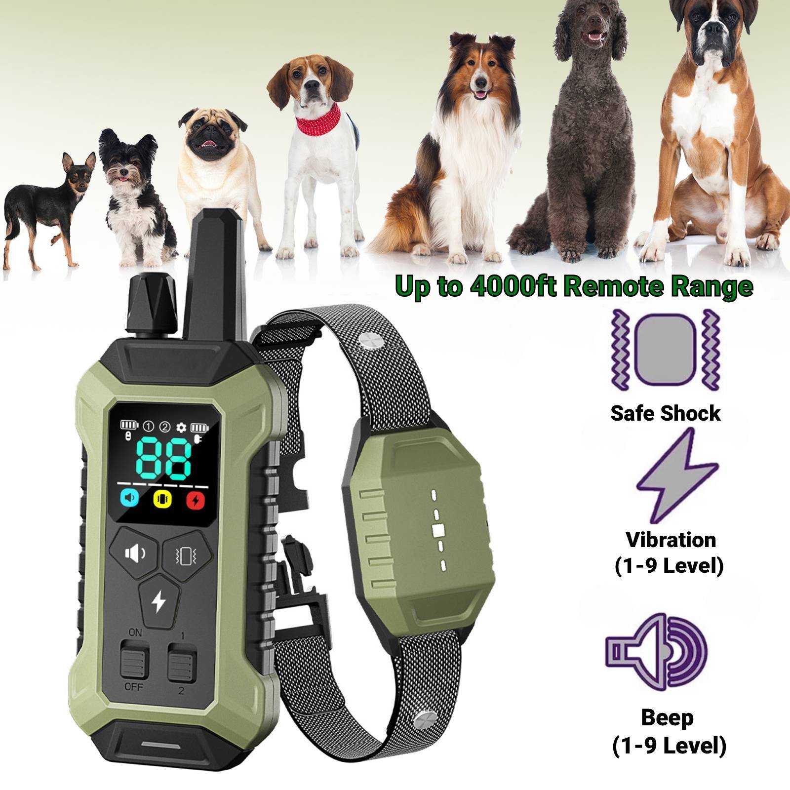 Dog Shock Collar 4000Ft Dog Training Collar with Remote for 10-120lbs Waterproof