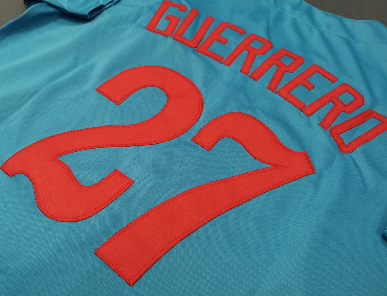 Vladimir Guerrero #27 Throwback Powder Blue Sewn Stitched Jersey.