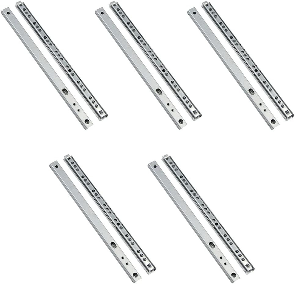 5 Pairs 13" Heavy Duty 17Mm Drawer Runners Slide Slides Ball Bearing Grooved Ste