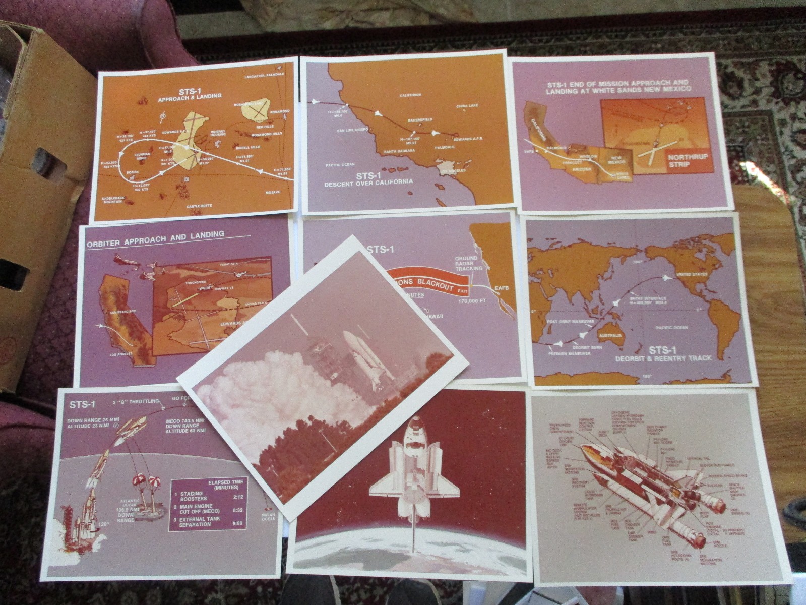 Rare Lot NASA STS-1 Space Shuttle Columbia 8x10 Photos Drawings Maps KODAK PAPER