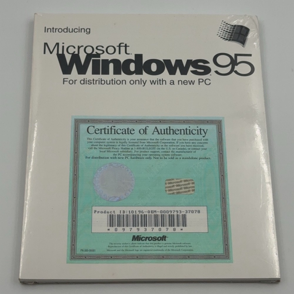 Microsoft Windows 95 Certificate of Authenticity Sticker Sheets COA Pack 1995