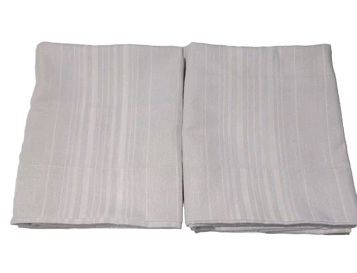 2 Grey & White Stripe Pillowcases Standard/ Queen 19 X 30 Polycotton Fabric.
