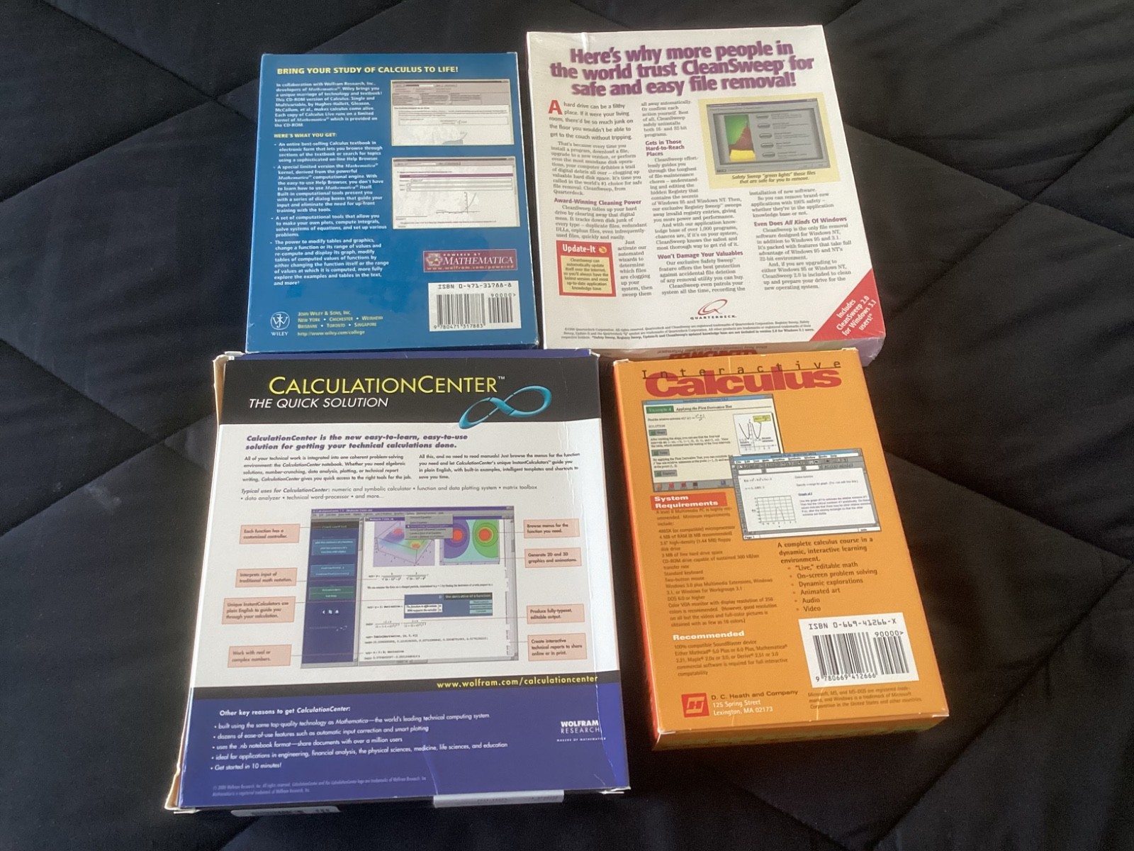 Lot of 4 CD-Rom Math Educational Software, Calculus,CleanSweep,Wolfram