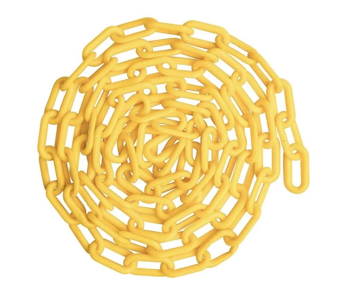 US Weight 2" x 500 Ft. Yellow Plastic Safety Chain ft. SunShield UV Protection