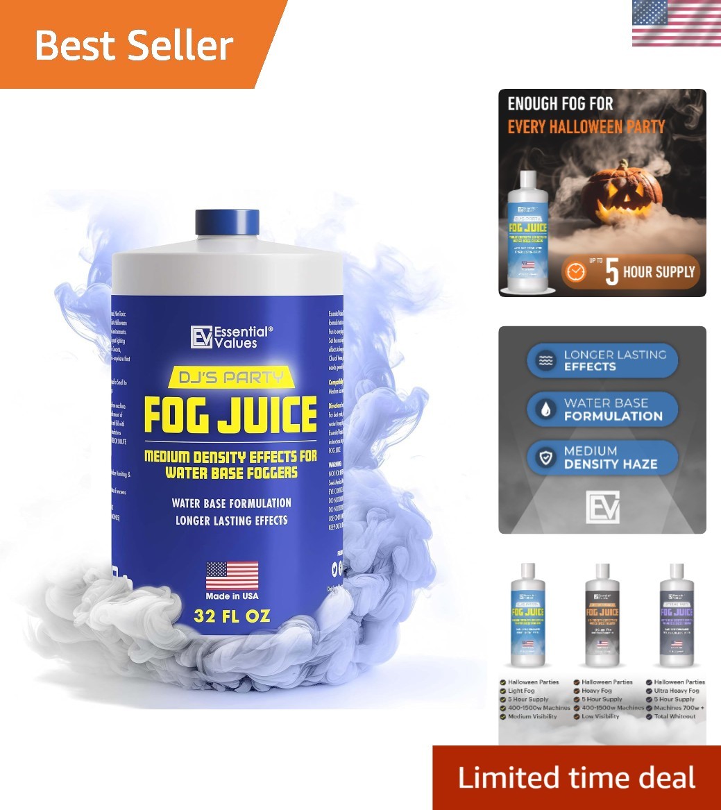 USA-Made Fog Juice - 32 Fl Oz Water-Based, Ideal for 400-1500 Watt Machines