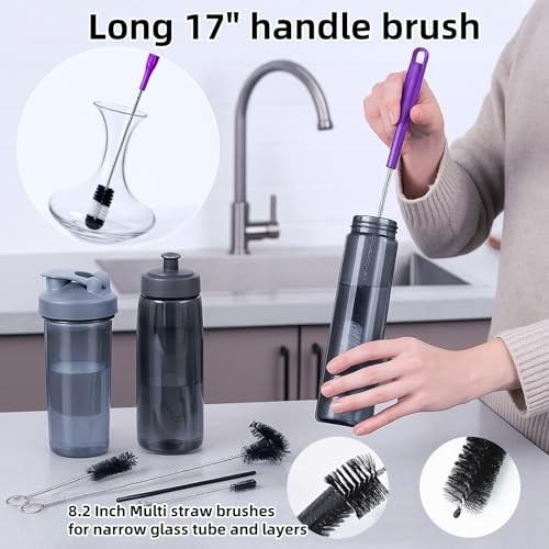 12 Pcs Tube and Bottle Cleaning Brush Set – 35" Flexible Hose Brush, 17" Extra