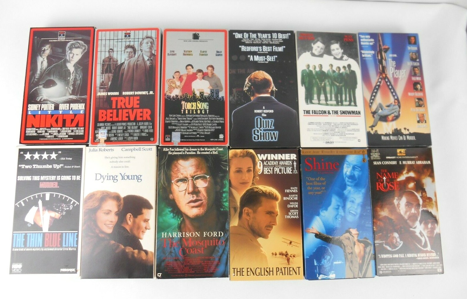 12 VHS TAPES - Quiz Show, Little Nikita, English Patient, Dying Young, Shine ++
