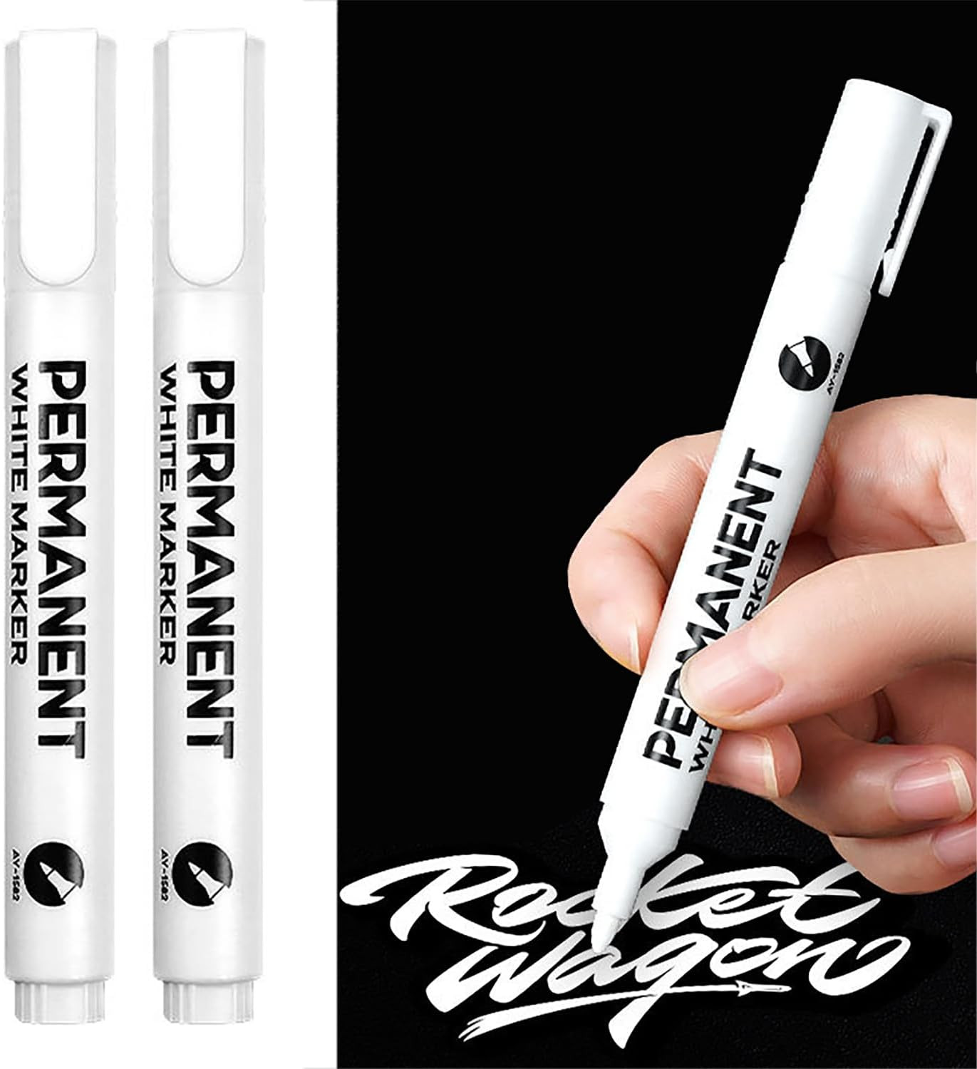 EUZUXU 2pcs White Permanent Marker Pen Waterproof 2mm Fabric Rock Ceramic