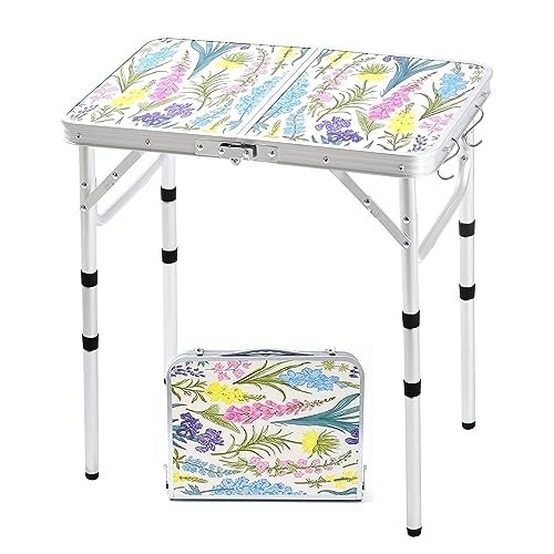 Folding Camping Table 2ft Portable Adjustable Height 3 Positions Lightweight