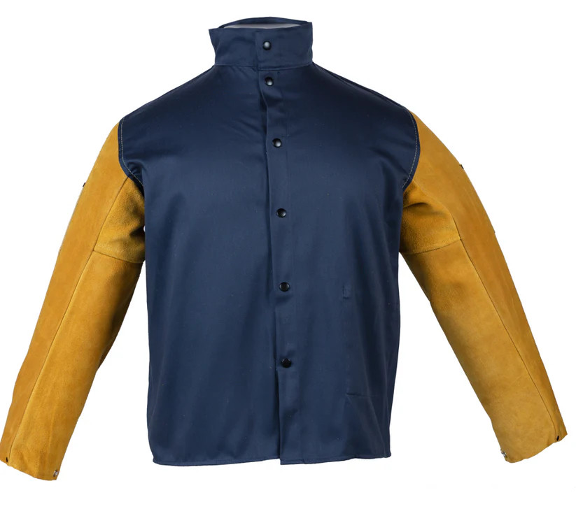 Trust Protection 5400 Medium Weight FR Navy Blue 30" Jacket W/Leather Slv, 3XL