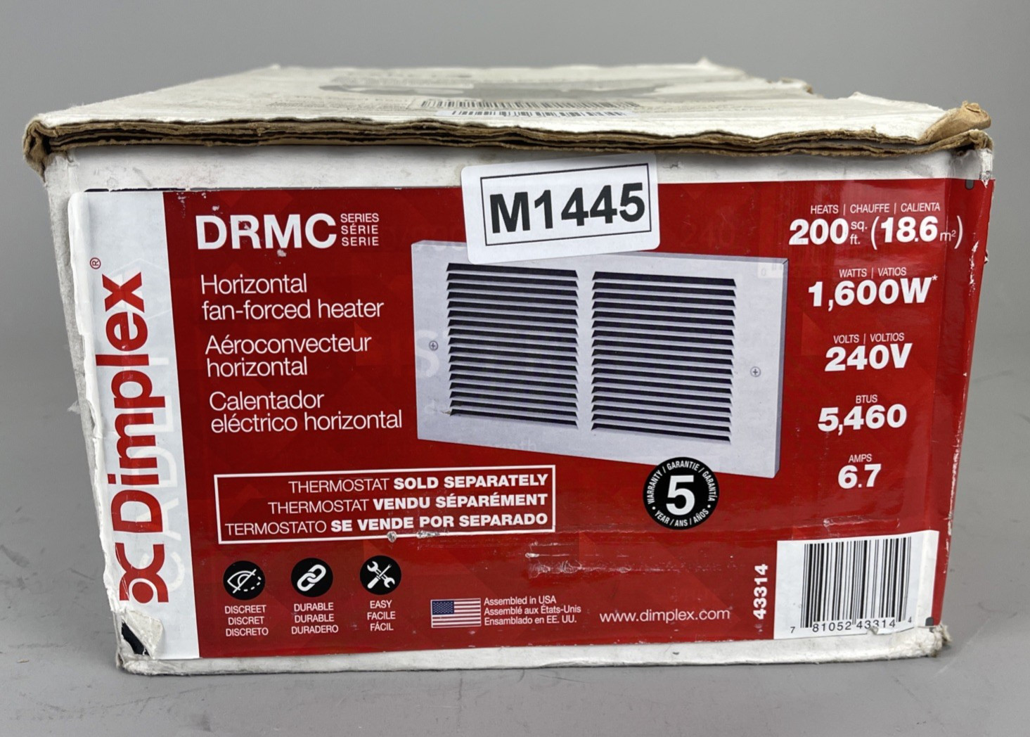 NEW Dimplex DMRC162W Electric Wall Heater 240Volt 1600Watts - Heater only