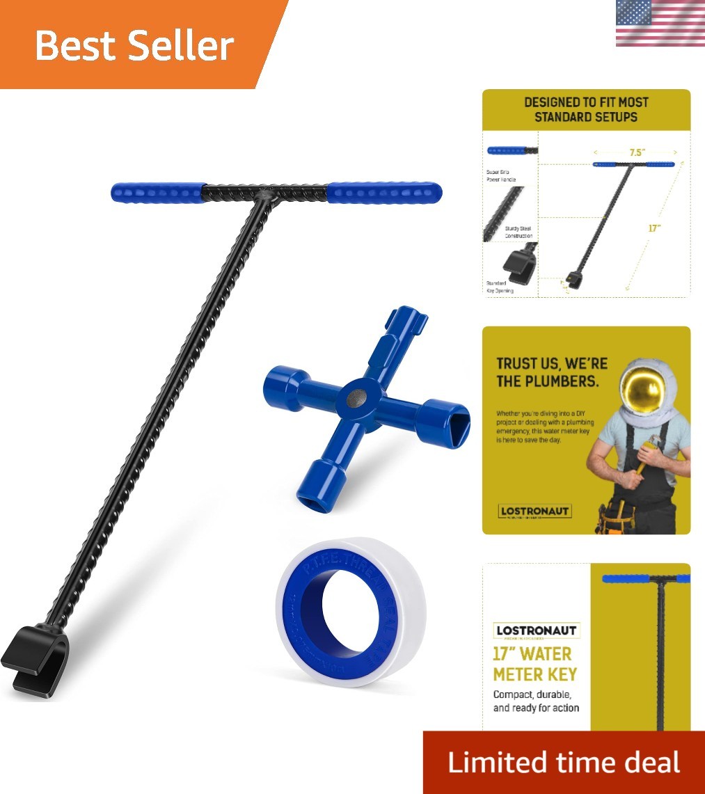 Versatile 17" Water Meter Key with Powder Coated Finish for Garden and Plumbing