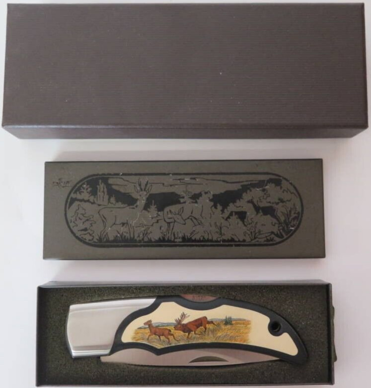 Puma folding knife red deer scream show A. Hop Blade 9.2cm with box