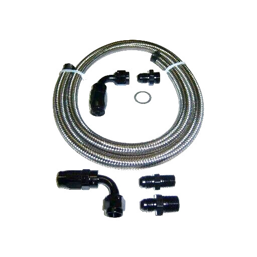 6AN STEEL BRAIDED FUEL LINE FOR DEMON OR HOLLEY SINGLE FEED CARURETOR BLACK END