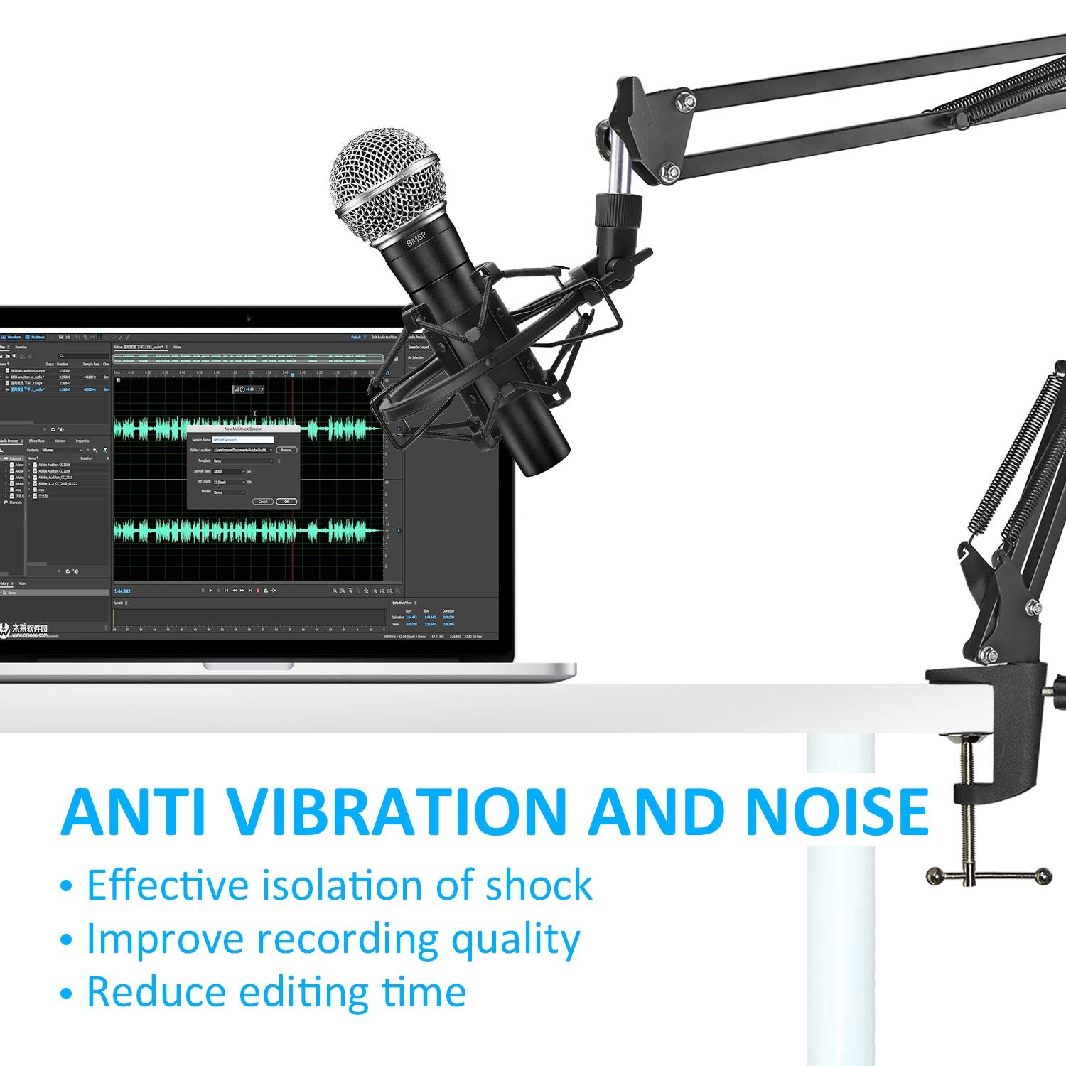SM58S Microphone Shock Mount Holder with Foam Windscreen for Absorbe Vibratio...