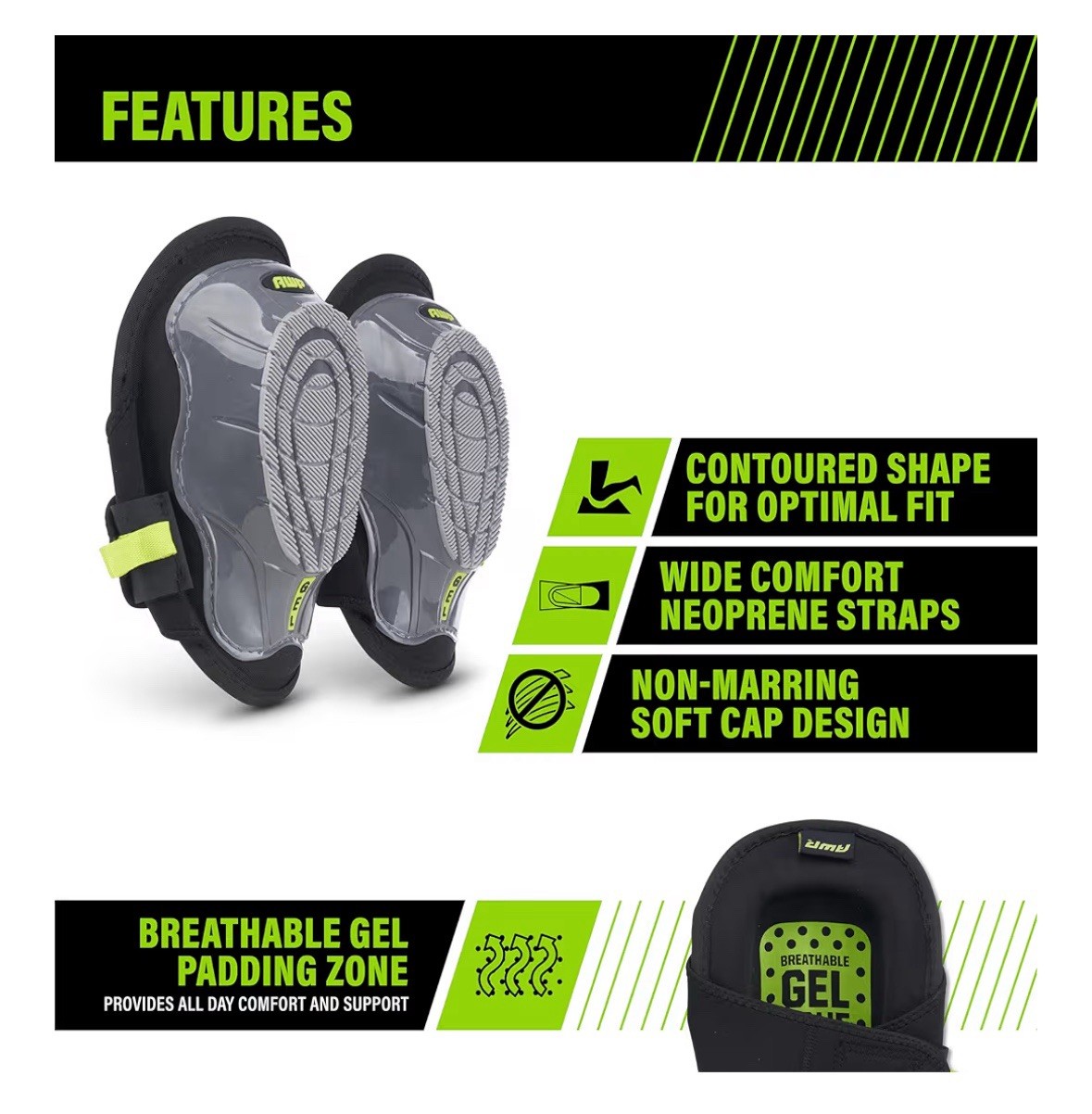 AWP Gel Stabilizer Non-Skid Knee Pads,Dual Layer Padding Shock One Size