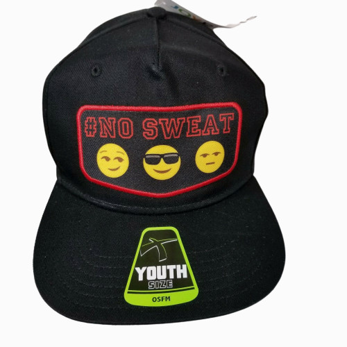 NO SWEAT Emoji Joy Pixels Ball Cap Hat Kids Youth Size OSFM Black NWT
